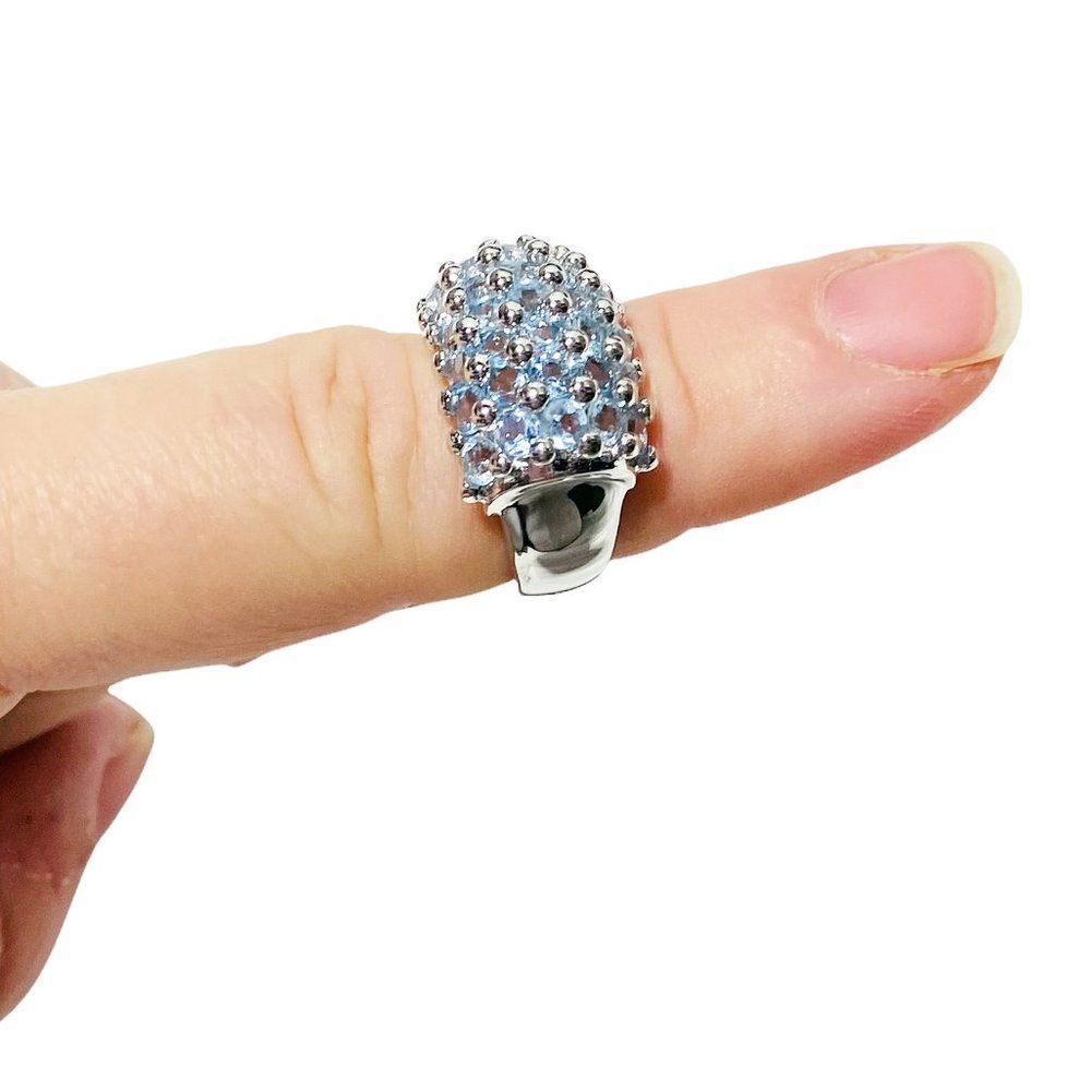 New BLUE TOPAZ (3.4CT) STERLING SILVER COCKTAIL RING